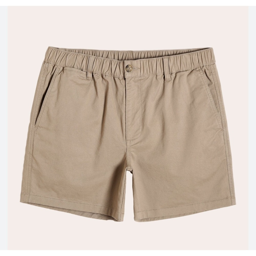 Maamgic Khaki Chino Shorts Mens 30 Elastic Waist Tan 5" Inseam Beachy Casual EUC
